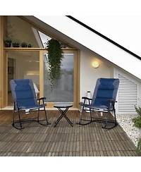 Outsunny 3PC Folding Outdoor Furniture Set, Rocking Chairs, Table