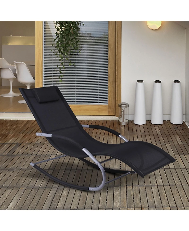 Outsunny Outdoor Rocking Chair, Weather Resist w/ Pillow,
