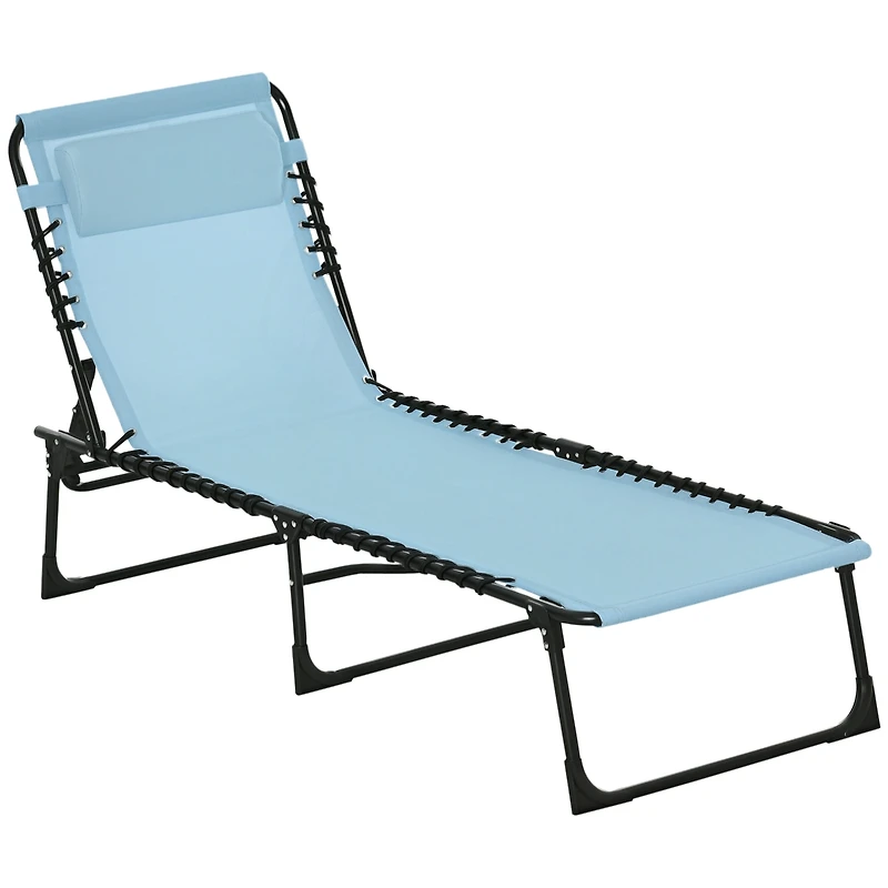 Outsunny Outdoor Folding Chaise Lounge Chair, Portable Lightweight Reclining Garden Sun Lounger with Four-Position Adjustable Backrest for Patio, Deck