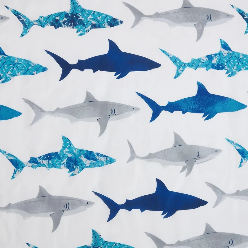 Kate Aurora Kate Aurora Complete 5 Piece Juvi Sharks Themed Fabric Shower Curtain Bathroom Set