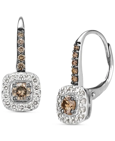 Le Vian Nude Diamond (1/4 ct. t.w.) & Chocolate (1/3 Halo Leverback Drop Earrings 14K Gold (Also Available Rose or Wh