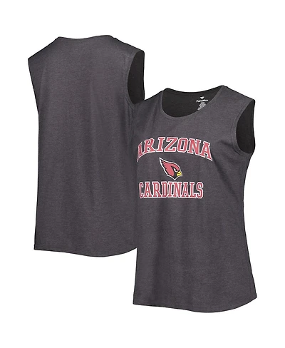 Women's Fanatics Heather Charcoal Arizona Cardinals Plus Tank Top