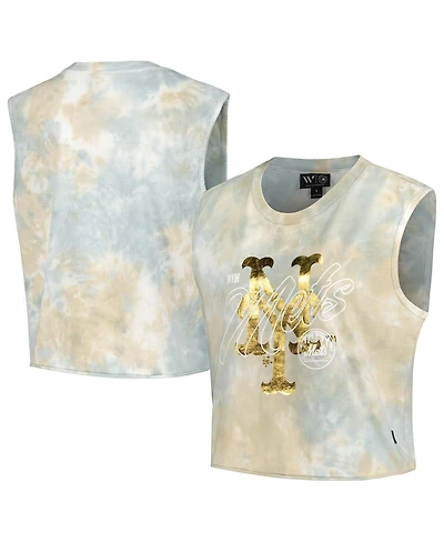 Women's The Wild Collective White New York Mets Washed Muscle Tank Top