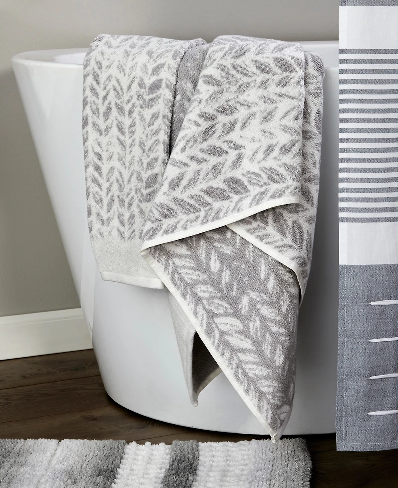 Skl Home Distressed Leaves Turkish Cotton Bath Towel, 54" x 28"