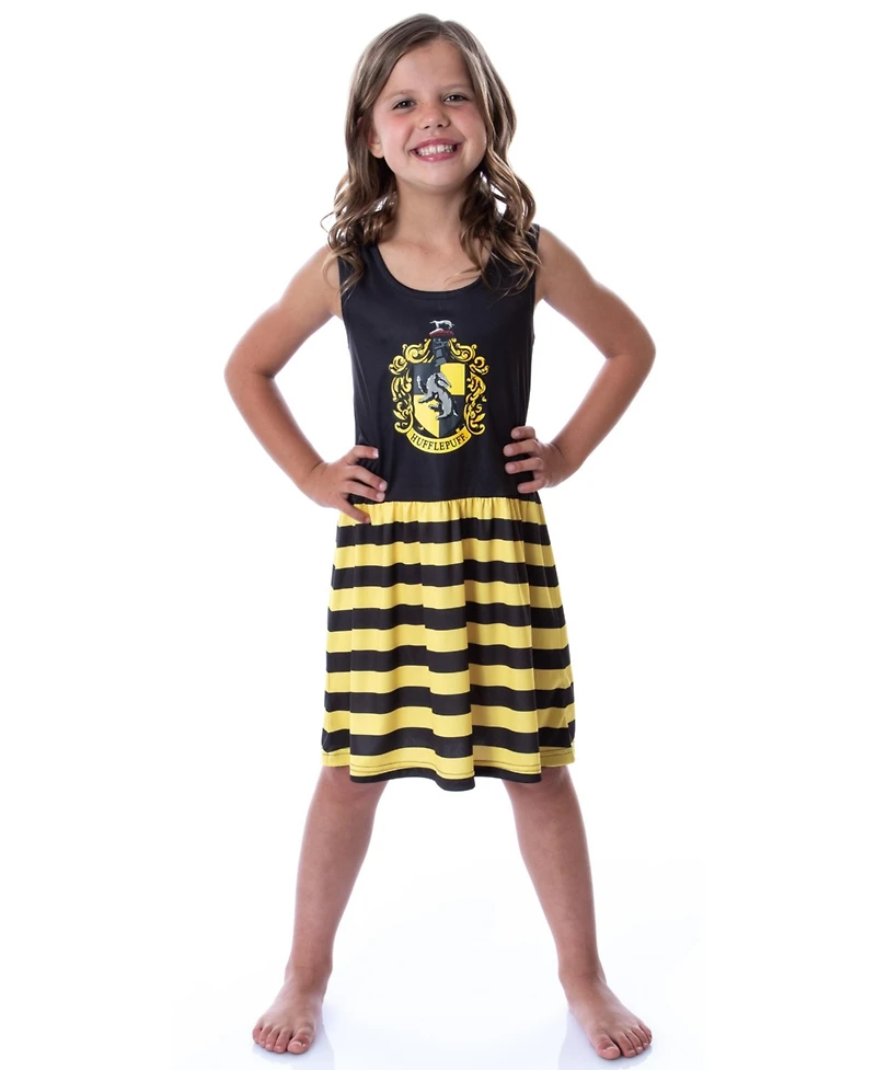 Harry Potter Big Girls Hogwarts House Crest 1PC Sleeveless Stripe Nightgown Pajama