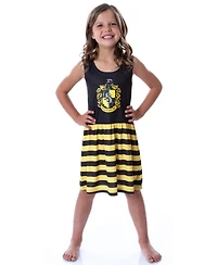 Harry Potter Big Girls Hogwarts House Crest 1PC Sleeveless Stripe Nightgown Pajama