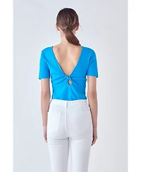 English Factory Women's Knotted Back Detail Knit Top