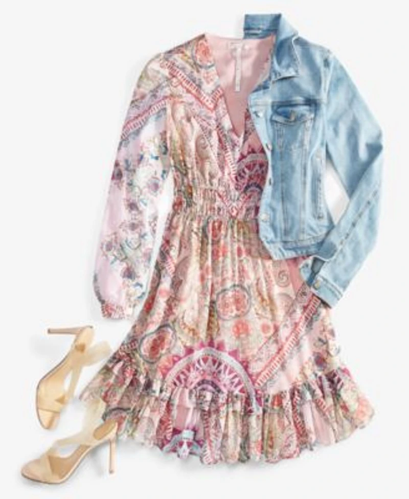 Guess Womens Denim Trucker Jacket Brigida Fit Flare Dress