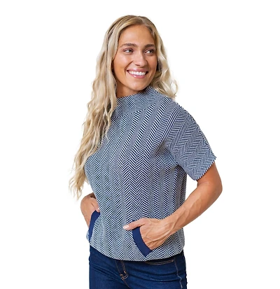 Hope & Henry Women's Short Sleeve Mock Neck Sweater