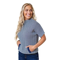 Hope & Henry Women's Short Sleeve Mock Neck Sweater