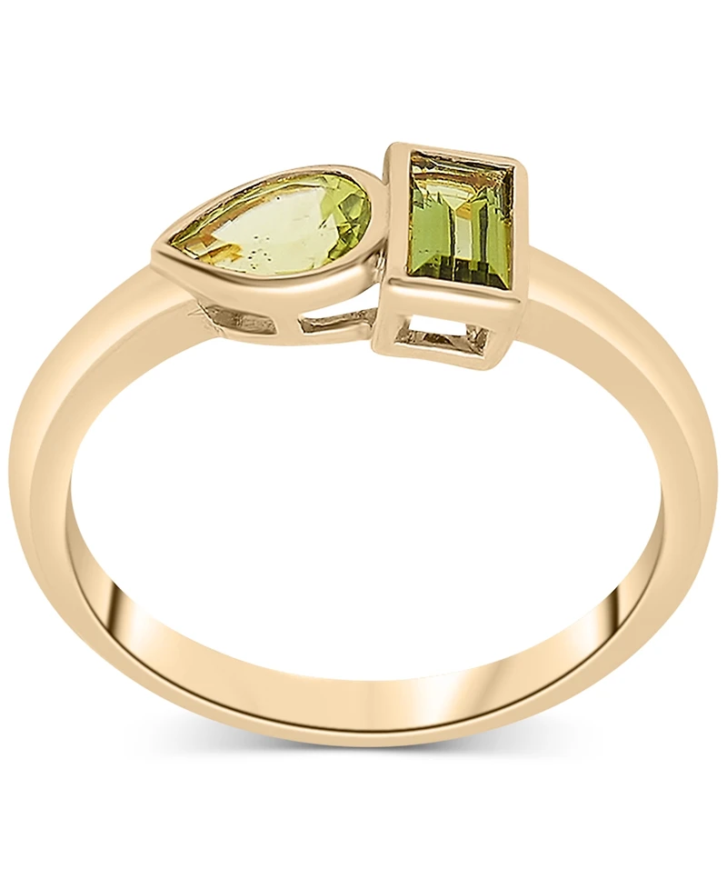 Audrey by Aurate Peridot (3/8 ct. t.w.) & Green Tourmaline Ring (1/3 ct. t.w.) Bezel Ring in Gold Vermeil, (Also available in Morganite & Pink Topaz)