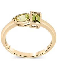 Audrey by Aurate Peridot (3/8 ct. t.w.) & Green Tourmaline Ring (1/3 ct. t.w.) Bezel Ring in Gold Vermeil, (Also available in Morganite & Pink Topaz)