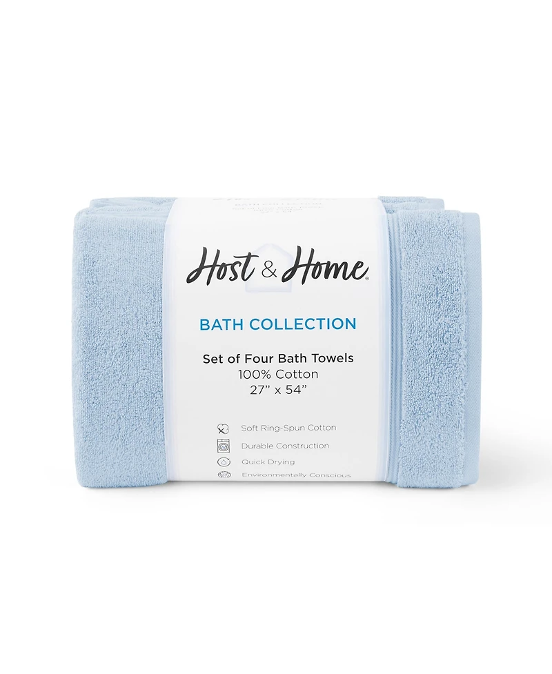 Arkwright Home Host and Bath Towels (4 Pack), Solid Color Options, 27x54 in, Double Stitched Edges, 600 Gsm, Soft Ringspun Cotton, Stylish Stripe