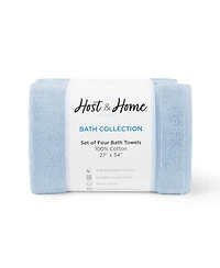 Arkwright Home Host and Bath Towels (4 Pack), Solid Color Options, 27x54 in, Double Stitched Edges, 600 Gsm, Soft Ringspun Cotton, Stylish Stripe