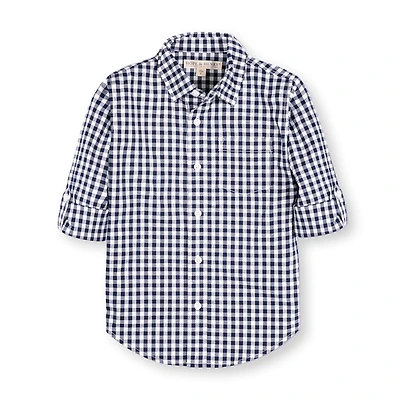 Hope & Henry Boys Organic Long Sleeve Stretch Poplin Roll-Up Button Down Shirt