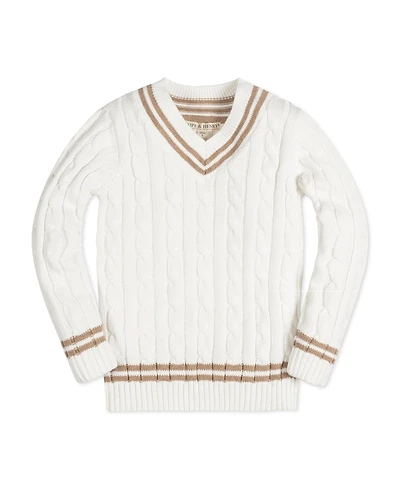 Hope & Henry Baby Boys Organic Long Sleeve V-Neck Cricket Sweater