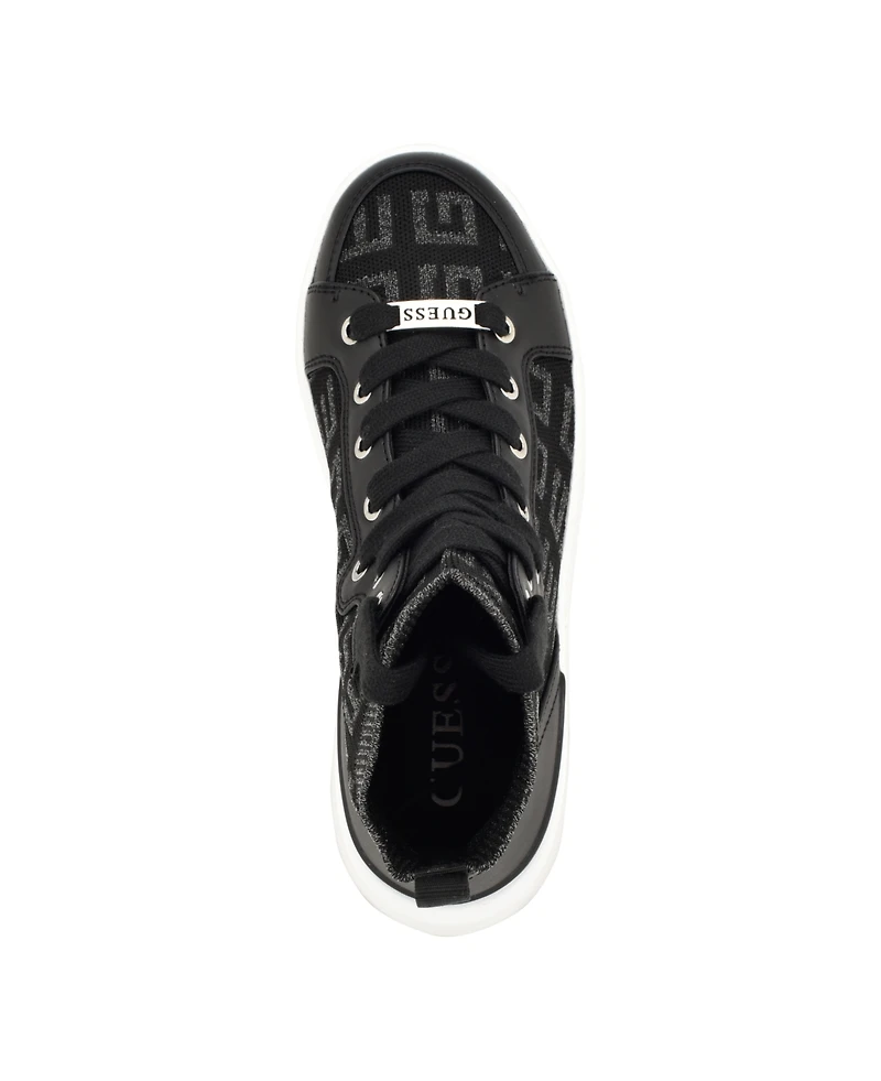 Guess Women's Mannen Knit Hi-Top Lace-Up Fashion Sneakers
