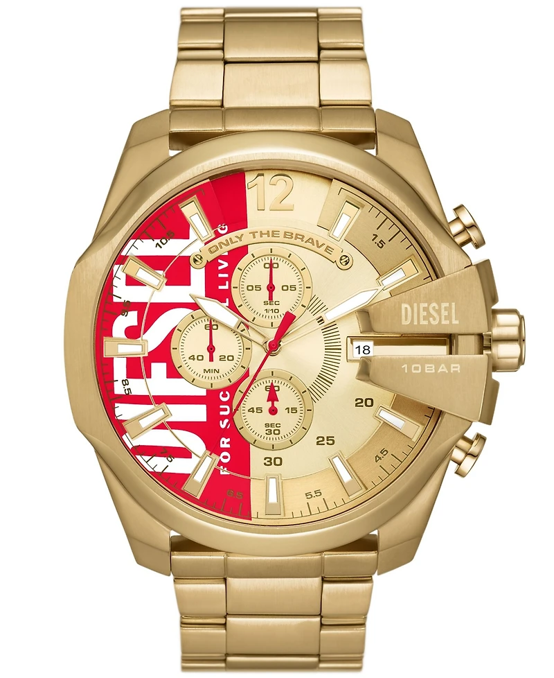 Diesel Men's Mega Chief Quartz Chronograph Gold-Tone Stainless Steel Watch 51mm