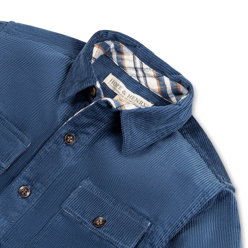 Hope & Henry Boys Long Sleeve Corduroy Flap Pocket Button Down Shirt
