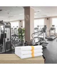 Power Gym Hand Towels (12 Pack), 16x27, White with Colored Stripe, 100% Ring-Spun Cotton