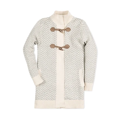 Hope & Henry Girls Long Sleeve Toggle Sweater Coat with Zipper