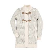 Hope & Henry Girls Long Sleeve Toggle Sweater Coat with Zipper