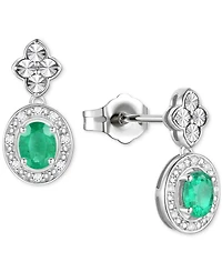 2-Pc. Set Sapphire (1 ct. t.w.) & Diamond (1/20 Halo Pendant Necklace Matching Drop Earrings Sterling Silver (Also Ruby, Emerald,