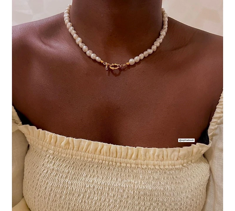 18K Gold Plated Freshwater Pearls -Jackie Essential Pearl Necklace S16" For Women