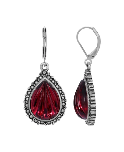 2028 Glass Silver-Tone Teardrop Earrings