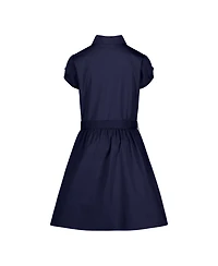 Nautica Big Girls Uniform Belted Poplin Shirt Dress
