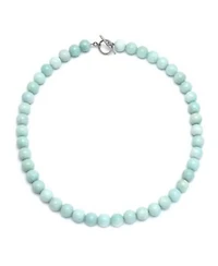 Bling Jewelry Natural Amazonite Light Aqua Blue Round Gem Stone 10mm Bead Strand Necklace For Women Silver Plated Clasp