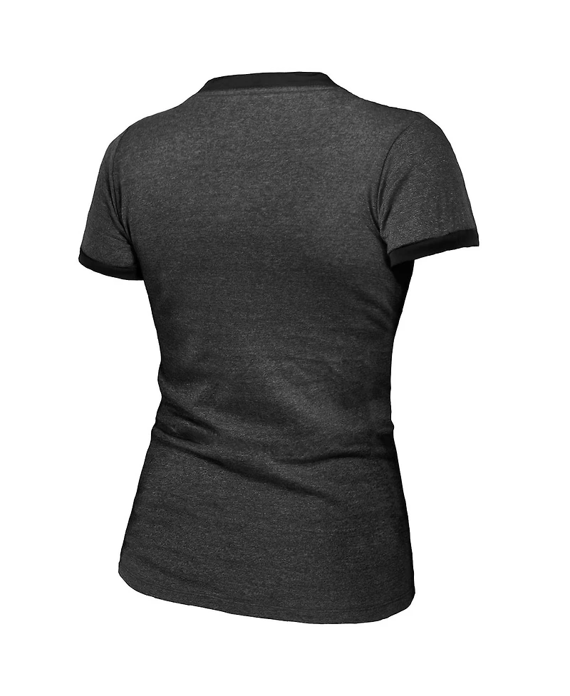 Women's Majestic Threads Black Vegas Golden Knights 2023 Stanley Cup Champions Ringer Tri-Blend T-shirt
