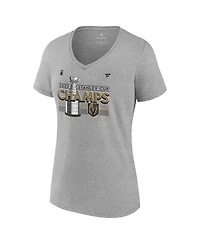 Women's Fanatics Heather Gray Vegas Golden Knights 2023 Stanley Cup Champions Locker Room Plus V-Neck T-shirt