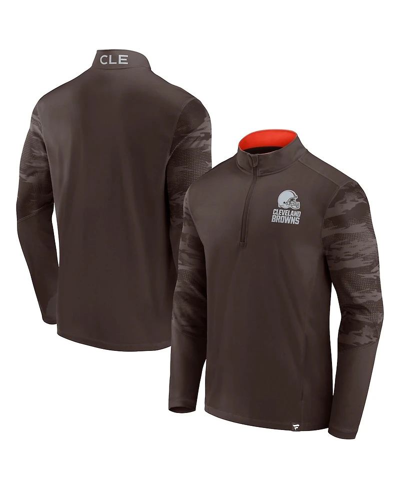 Men's Fanatics Brown Cleveland Browns Ringer Quarter-Zip Jacket
