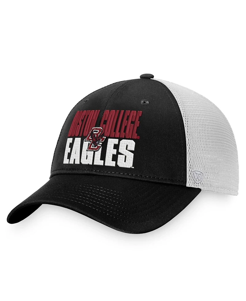 Men's Top of the World Black, White Boston College Eagles Stockpile Trucker Snapback Hat