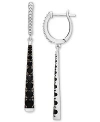 Onyx Graduated Linear Drop Earrings in Sterling Silver