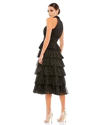 Mac Duggal Women's Layered Polka Dot Halter Cocktail Dress