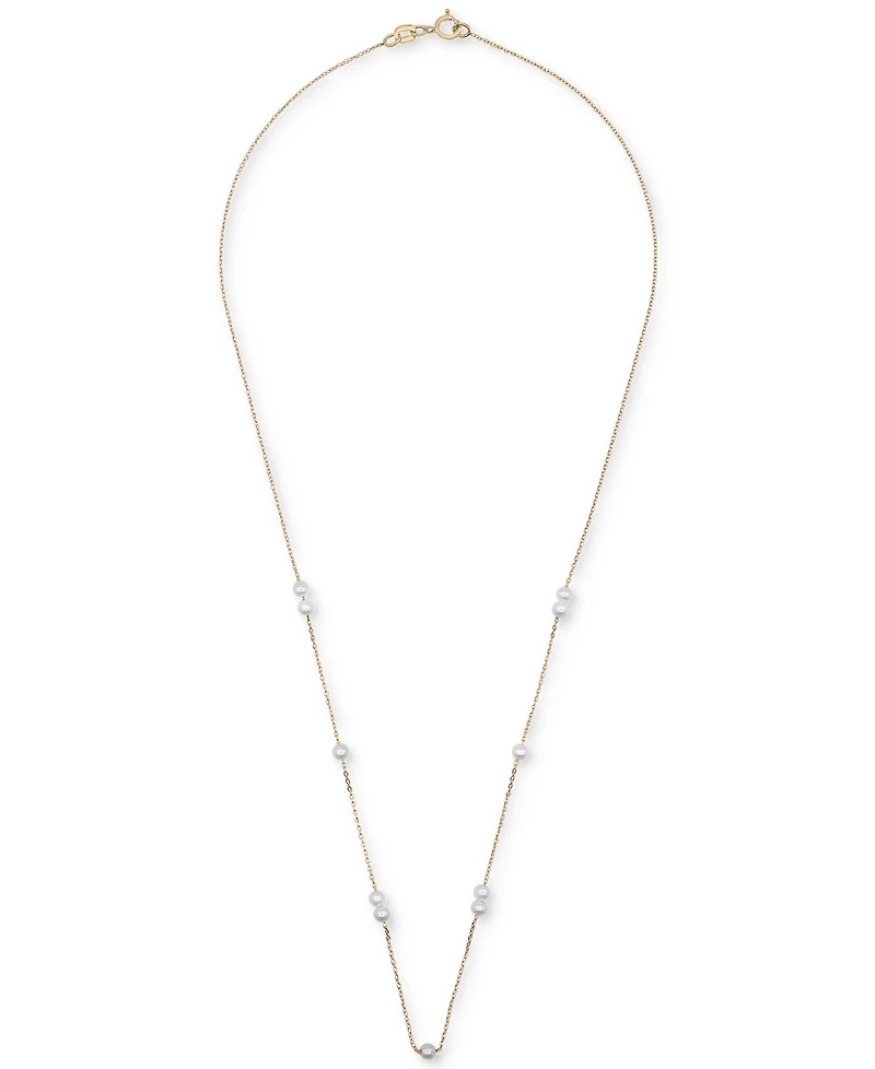 Cultured Freshwater Pearl (3mm) Station 17" Collar Necklace in 14k Gold-Plated Sterling Silver