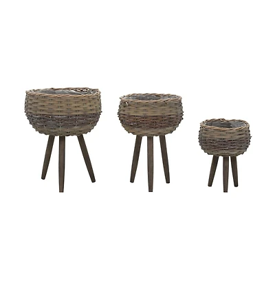 Planter 3 pcs Wicker with Pe Lining
