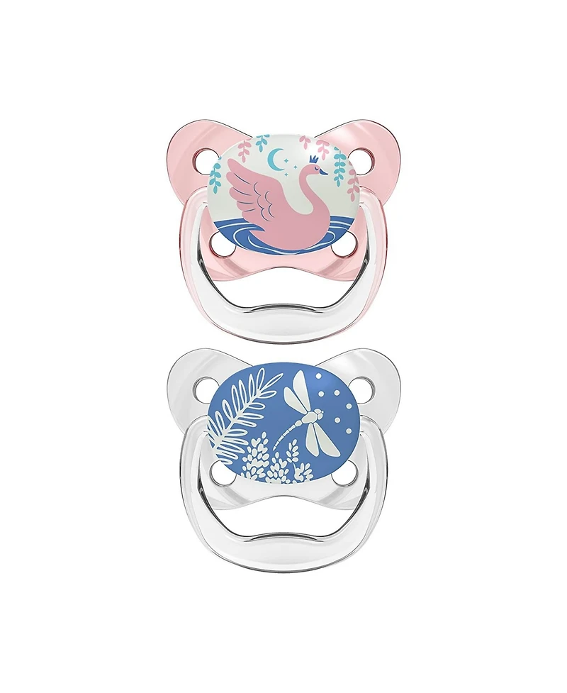 Dr. Browns PreVent Orthodontic Baby Pacifier, 0-6m, 2-Pack, Glow in the Dark, Pink
