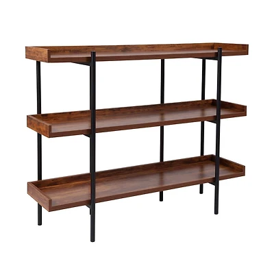 Madison Industrial Style 3 Tiered Shelving Unit With Metal Frame And Raised Border - 35"H