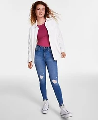 Ultra Flirt Juniors Corduroy Shacket Crave Fame Bodysuit Celebrity Pink Skinny Jeans