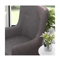 Regal Traditional Wingback Accent Chair, Upholstery And Wooden Frame Legs