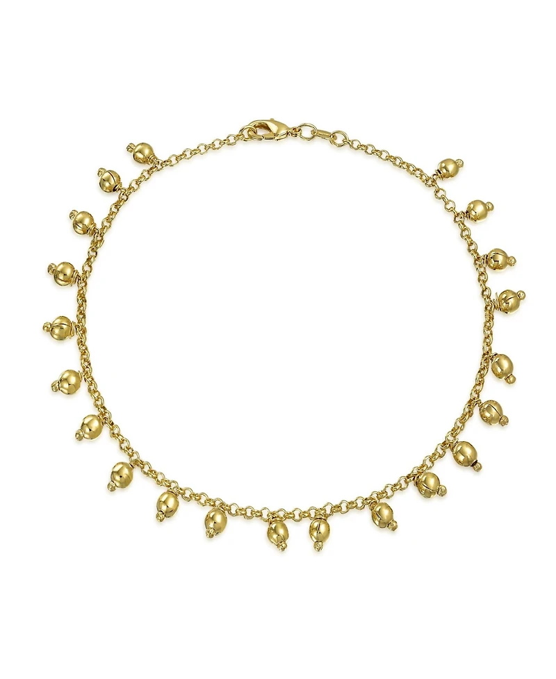 Bling Jewelry Bollywood Indian Payal Multi Dangle Bead Charm Anklet Ankle Bracelet 18K Gold Plated 9.5 Inch
