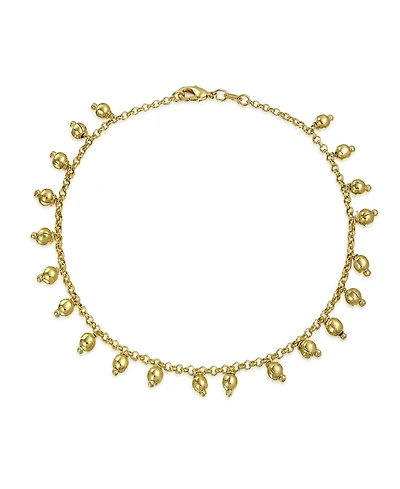 Bling Jewelry Bollywood Indian Payal Multi Dangle Bead Charm Anklet Ankle Bracelet 18K Gold Plated 9.5 Inch