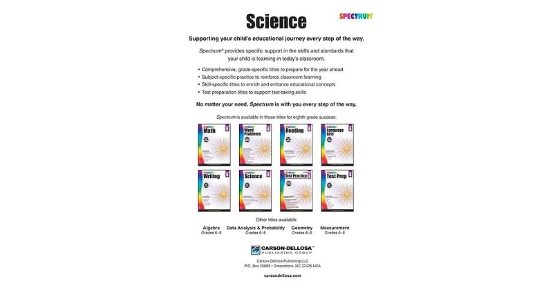Spectrum Science, Grade 8 by Spectrum Compiler