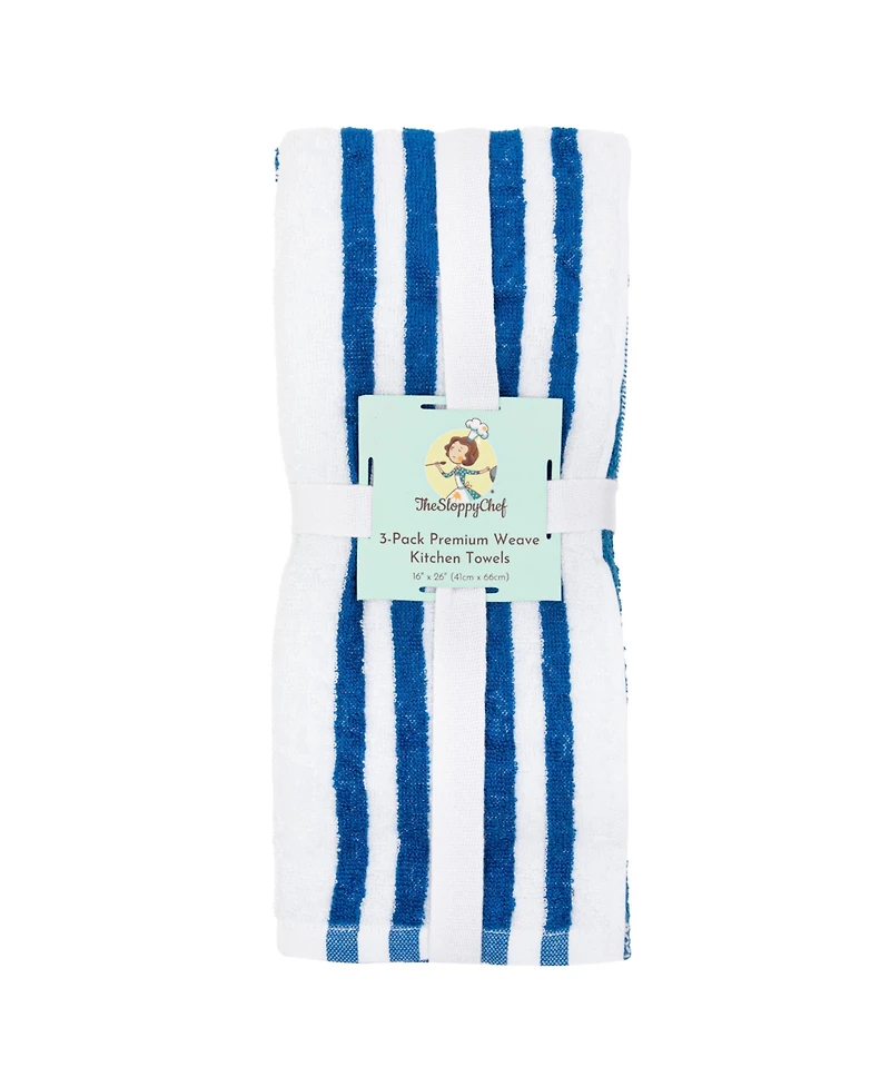 Sloppy Chef Premium Weave Yarn Dyed Kitchen Towels (Pack of 6), 100% Cotton, 16 x 26