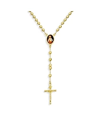 Bling Jewelry Catholic Christian Prayer Rosario Ball Beads Cross Catholic Scared Heart of Jesus Rosary Beads Necklace 18K Gold Plated Brass