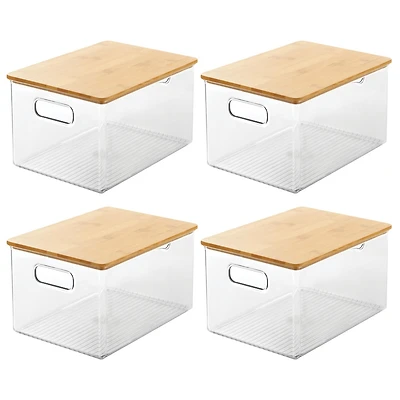 mDesign Plastic Kitchen Food Storage Bin with Lid, Medium - 4 Pack