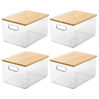 mDesign Plastic Kitchen Food Storage Bin with Lid, Medium - 4 Pack